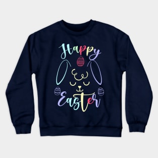 Happy Easter Bunny Rabbit Face Funny Easter Day Women Girls Crewneck Sweatshirt